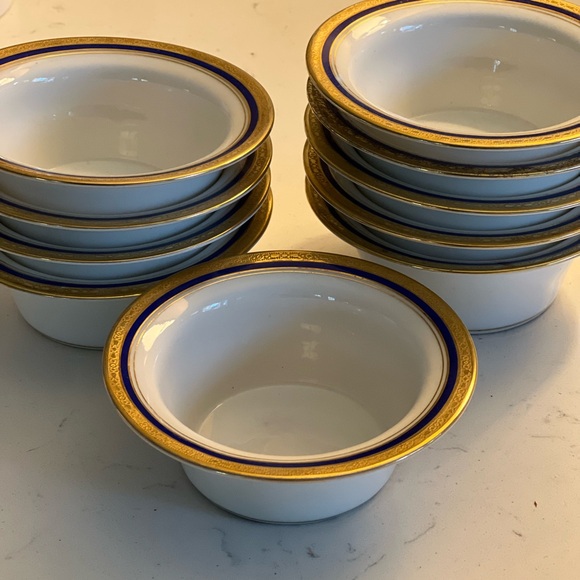 Limoges Other - Limoges French Gold and Blue Rimmed Finger Bowls- set of 10